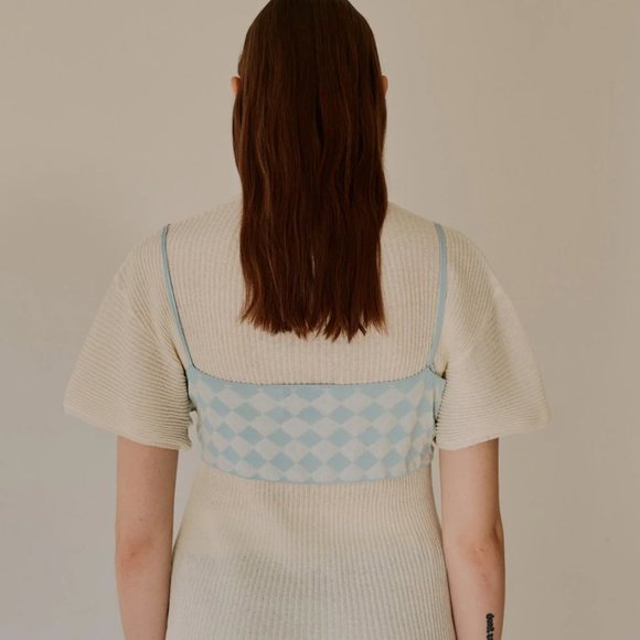 Cropped Knit Bralette Top Light Blue - Picture 4 of 4